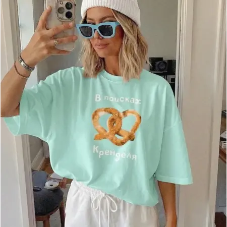 Футболка оверсайз с принтом удлиненная. HOME STYLE