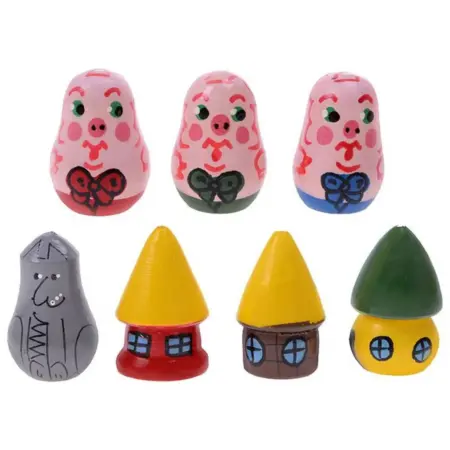 Пальчиковый кукольный театр "Три поросенка", 7 фигурок. KoroBoom Shop