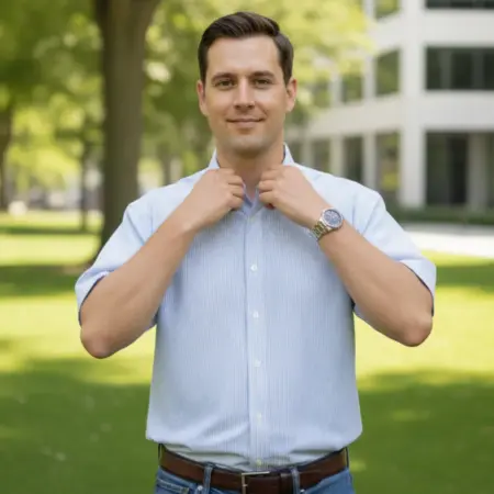 Летняя полосатая рубашка с коротким рукавом хлопок 100%. Маркет Партнер