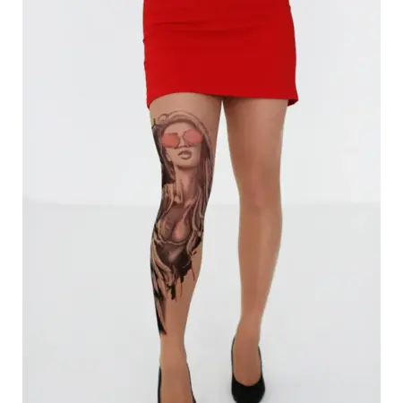 Колготки с цветным рисунком эффектом тату. Art Lab