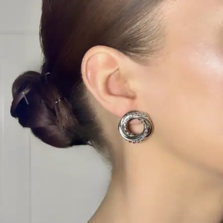 Серьги круглые с плетеным узором сталь. SL