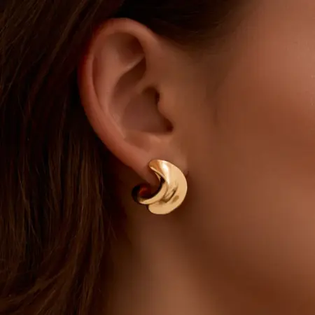 Серьги бижутерия гвоздики золотистые объемные крупные. TIFITY