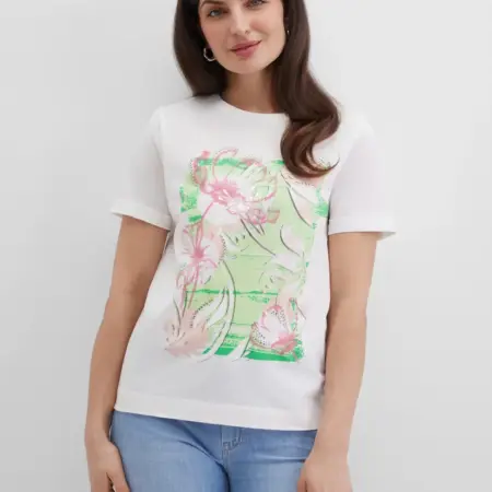 Футболка базовая с принтом и стразами. Герри Вебер