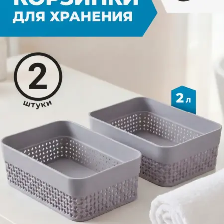 Корзинки для хранения, 2шт. ПЛАСТ ТИМ СКАНДИК