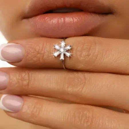 Кольцо безразмерное на фалангу бижутерия серебристое тонкое. ViLeSA