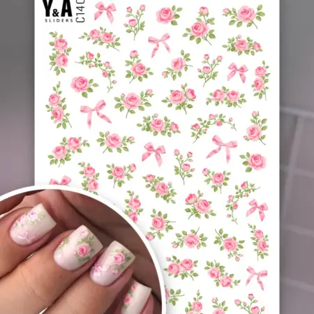 Слайдеры для ногтей Розы бантики. Y&A brand