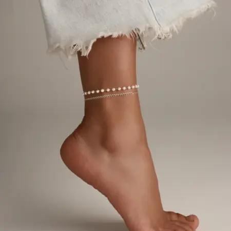 Браслет на ногу анклет с жемчугом. TIFITY