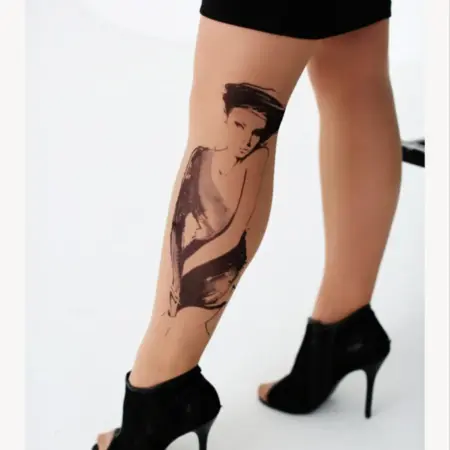 Колготки с рисунком эффектом тату. Art Lab