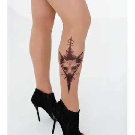 Колготки с рисунками кошек эффект татуировки. Art Lab