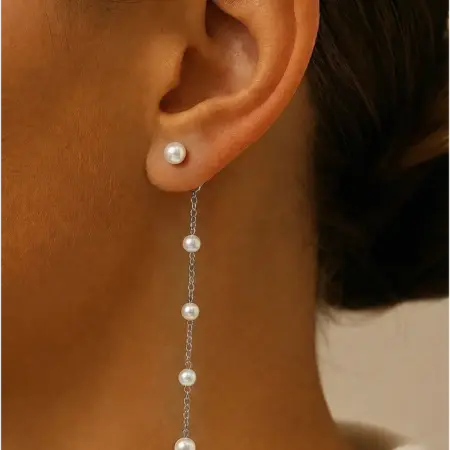 Серьги длинные с жемчугом висячие бижутерия. Missevee