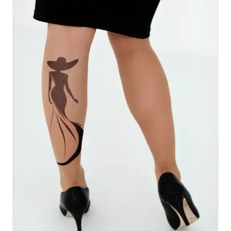 Колготки с рисунком эффектом тату. Art Lab