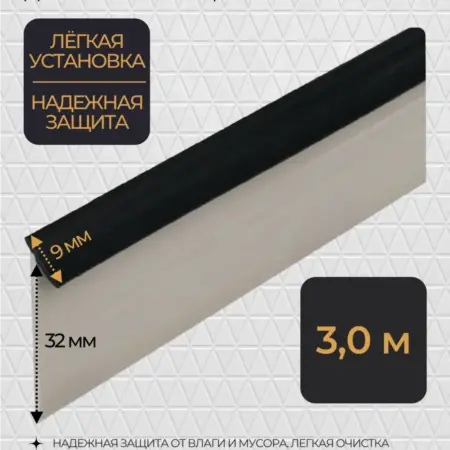 Плинтус для столешницы силиконовый уплотнитель черный 3м. СИНКСТОР