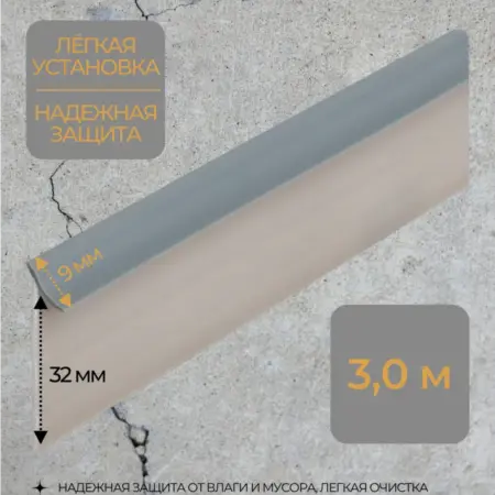 Плинтус для столешницы пластиковый уплотнитель серый 3м. СИНКСТОР