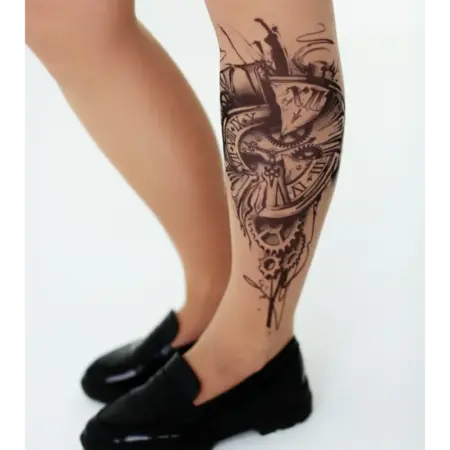 Колготки с имитацией татуировки Время. Art Lab