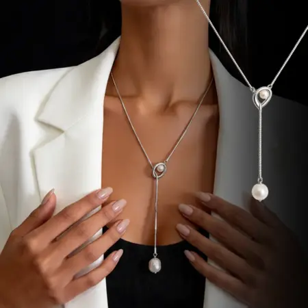 Колье на шею, золотистое с капелькой. Твой Выбор