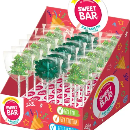 Карамель на палочке Елочка, Снежинка, 15 шт по 30г. Уголок сказки