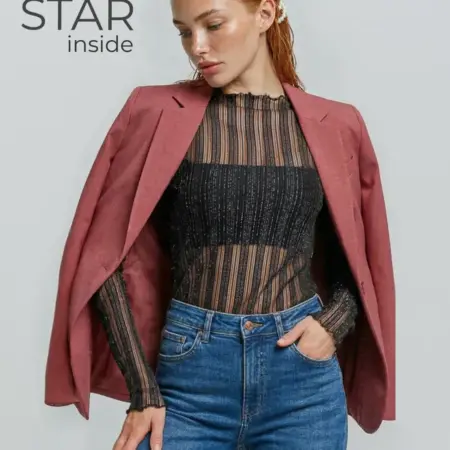 Вечерний лонгслив прозрачный кофточка в сетку. Сиберика