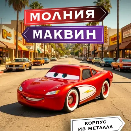 Машинка Молния Маквин металлическая,игрушка ретро модель. Магазин игрушек