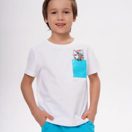 Футболка для мальчика белая с принтом. KARI