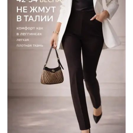 Брюки классические с высокой посадкой на резинке. WOOD VIOLET