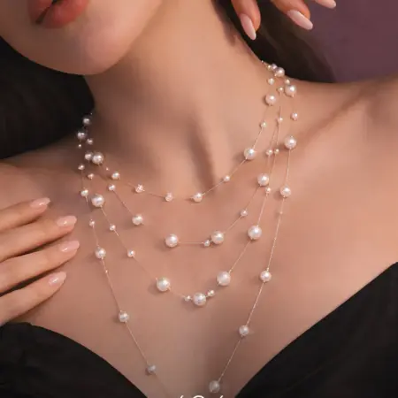 Ожерелье бусы с имитацией жемчуга длинные тренд 2026. 404 Style