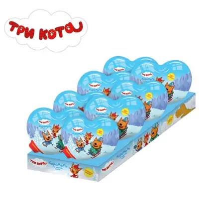 Карамель в пластиковом сердце Три Кота, 8 шт по 15 г. Уголок сказки