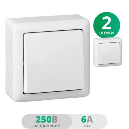 Одноклавишный выключатель накладной Хит Шнайдер 2шт. Магазин VIBES