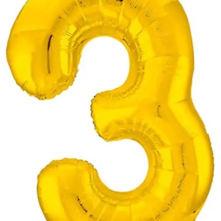 Воздушный шар фольгированный "Цифра 3" 40", шарик-цифра. KoroBoom Shop