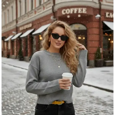 Свитер женский укороченный приталенный вязаный. A&MBrand