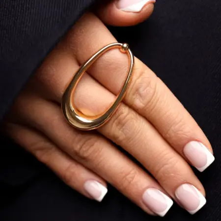 Кольцо бижутерия на два пальца объемное золотистое. ViLeSA