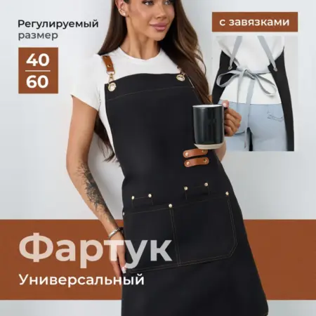 Фартук кухонный рабочий с карманами в подарок. ИП Берегов Д. А.