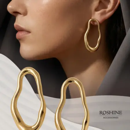 Серьги гвоздики под золото. ROSHINE