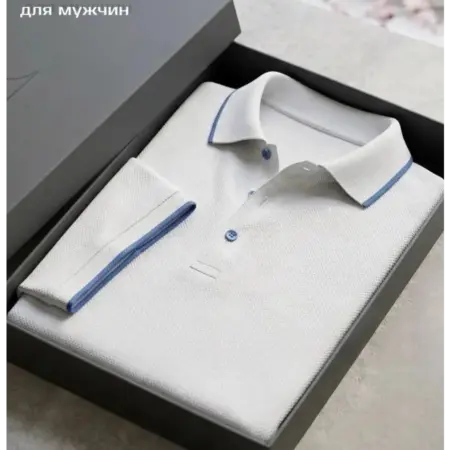 Футболка поло белая с коротким рукавом. OUTFIT4MAN
