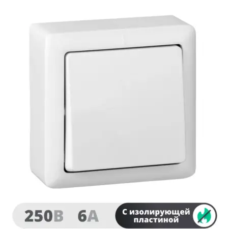 Одноклавишный выключатель накладной с защитной пластиной Хит. Магазин VIBES