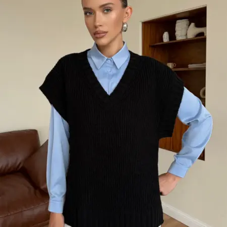 Вязаный жилет теплый трикотажный. Сити Текс