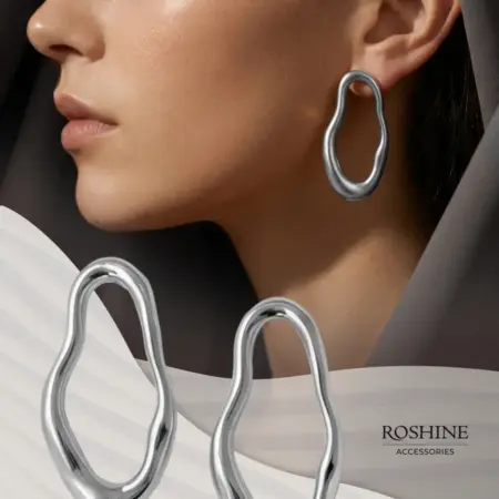 Серьги гвоздики под серебро. ROSHINE