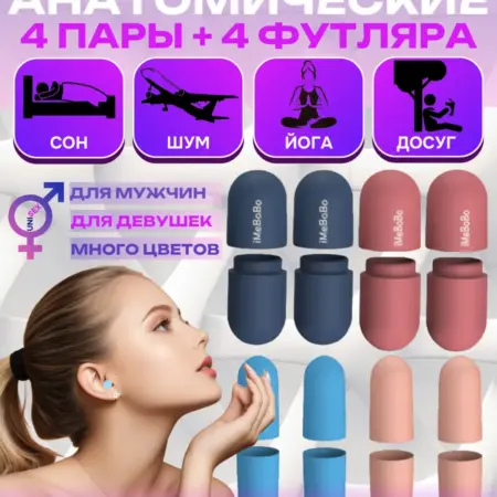 Беруши для сна противошумные многоразовые. BEAUTYCOOL Professional