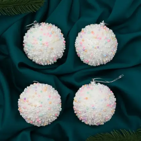 Набор ёлочных шаров "Абель", новогодний декор, 4 шт, 7 см. KoroBoom Shop