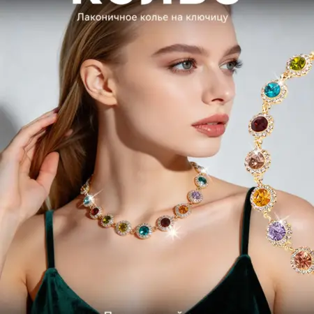 Колье на шею, бижутерия повседневное с кристаллами. Твой Выбор