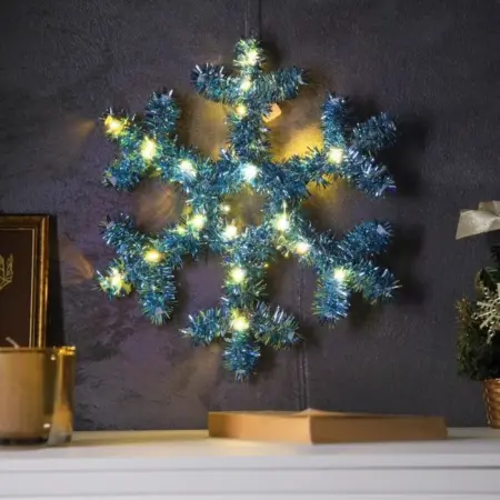 Светодиодная фигура из мишуры "Снежинка голубая", 32х2 см. KoroBoom Shop