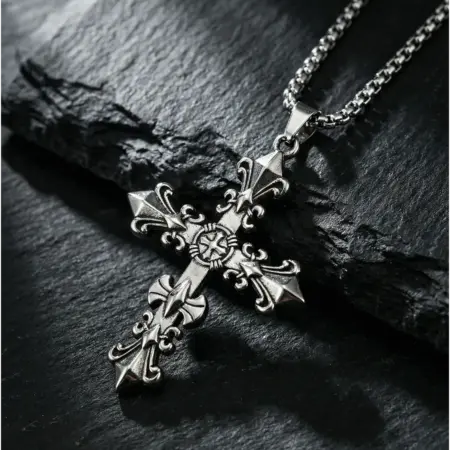 Цепочка крест на шею, готическое ожерелье y2k бижутерия. Evermiss