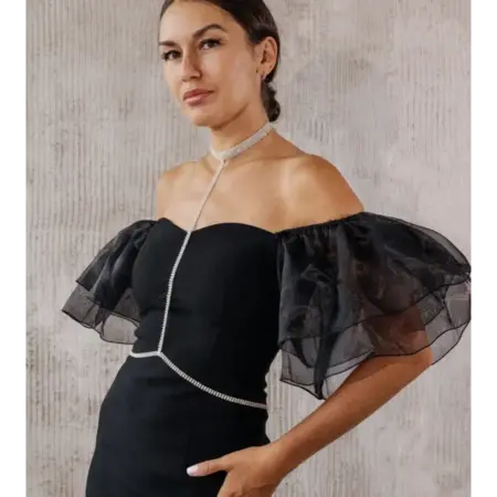 Цепочка на тело со стразами портупея чокер. Prano