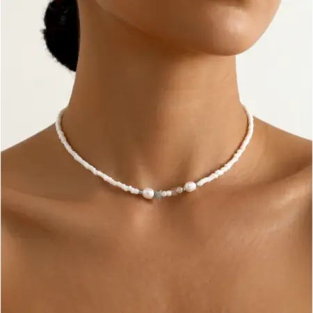 Чокер на шею из бисера с жемчугом и звездой бижутерия. Missevee