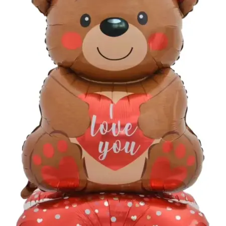 Надувной шар-фигура "Медведь с сердцем" 55", для фотозоны. KoroBoom Shop