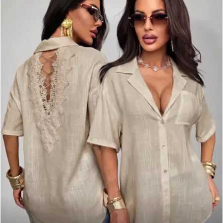 Рубашка летняя с коротким рукавом льняная. KATY PRETTY