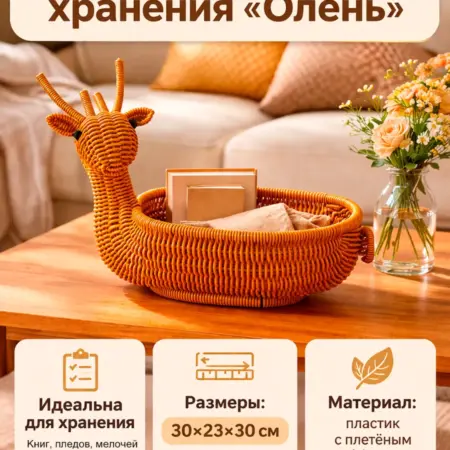 Корзина плетёная для хранения «Олень»,пластиковая. Сима-Ленд - Дом и Сад