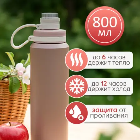 Термобутылка для воды 800 мл. Микрос, территория праздника