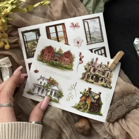 Весенние наклейки для блокнота и скрапбукинга «домики». rozennaa