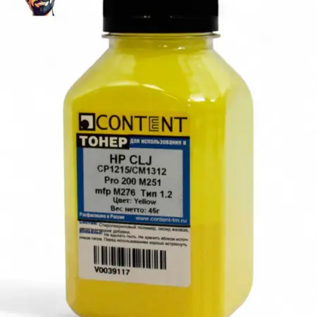 Тонер HP CLJ CP1215 CM1312 M276, Тип 1.2, Y, 45 г. Карт24