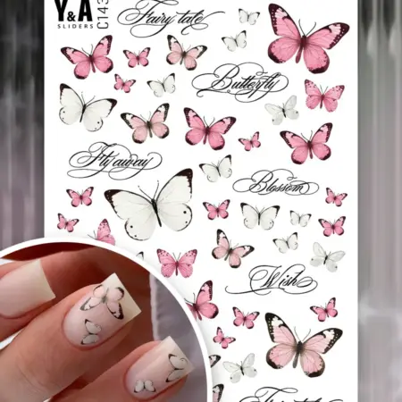 Слайдеры для ногтей Бабочки надписи. Y&A brand